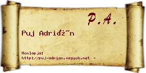 Puj Adrián névjegykártya